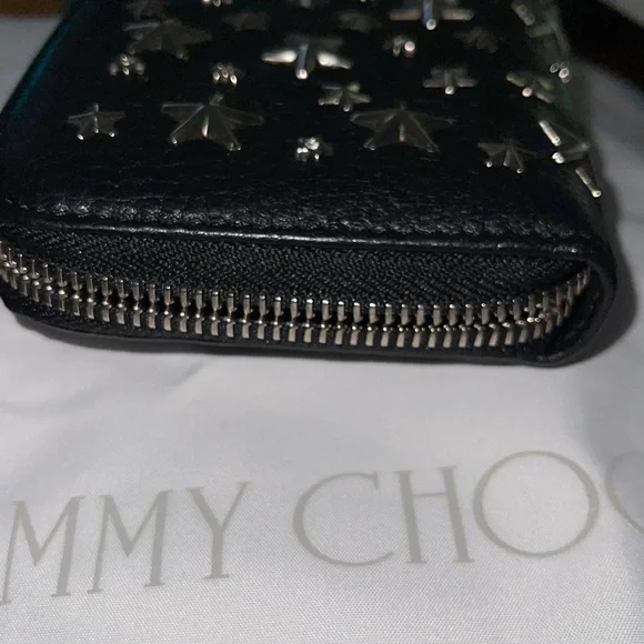 Jimmy Choo Filipa Black wallet deerskin with crystal stars box n dust bag